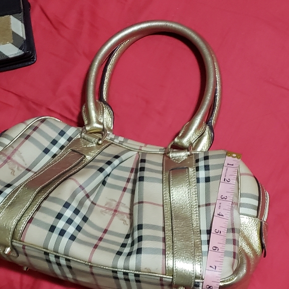 BURBERRY Plaid and Gold Metallic Handbag - Picture 12 of 16